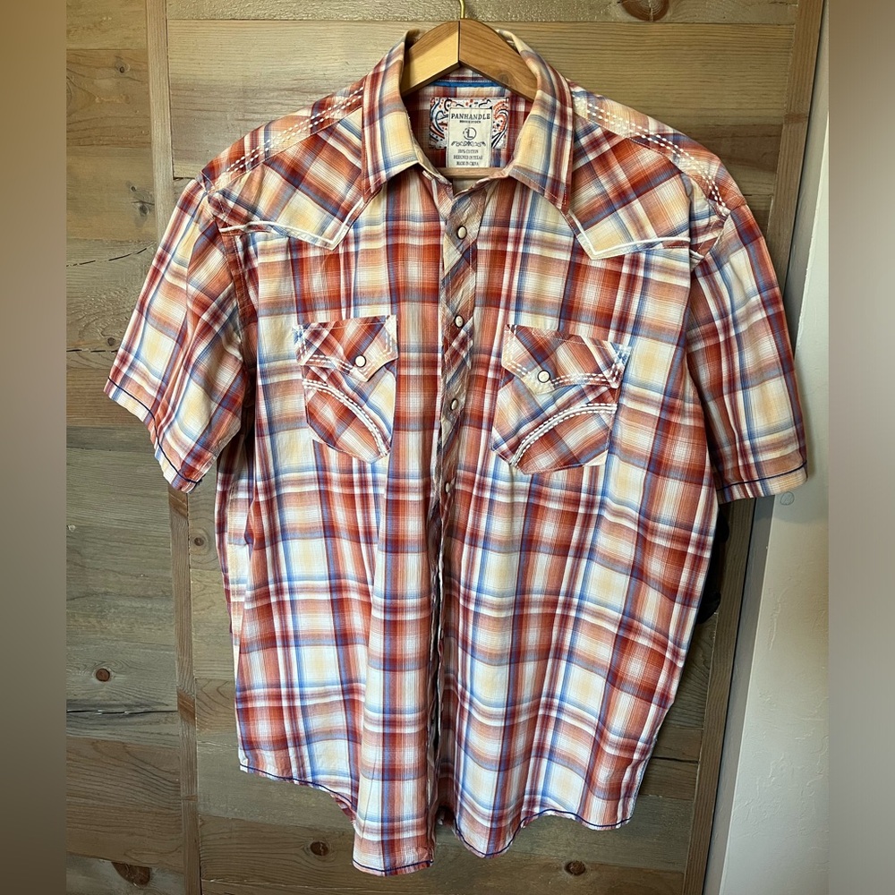 Panhandle Roughstock Men’s Cowboy Western pearl snap short-sleeve shirt